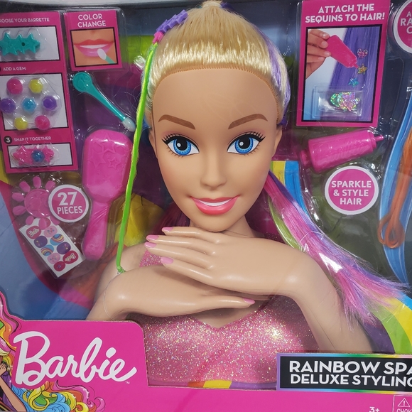 Barbie Rainbow Sparkle Barbie Head Toy Styling Head Barbie Glitter